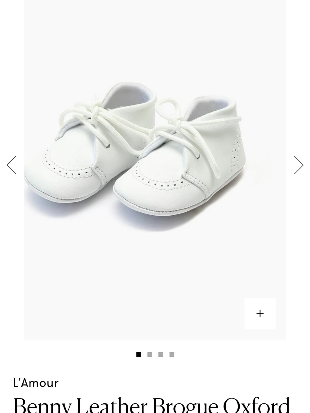 L'Amour White Baby Brogue Bootie Oxfords